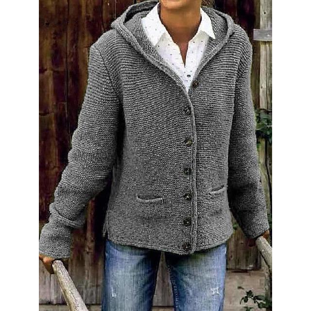 Layla | Damen Knopf Daunen Lose Strickjacke | Lässig