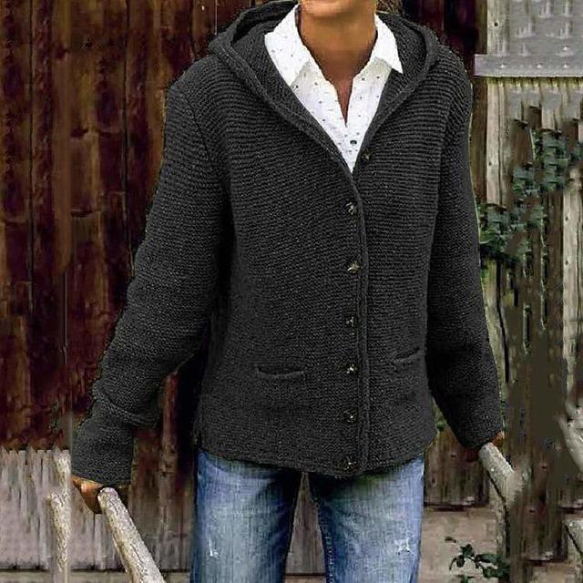 Layla | Damen Knopf Daunen Lose Strickjacke | Lässig