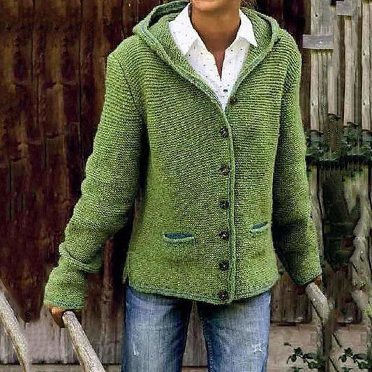 Layla | Damen Knopf Daunen Lose Strickjacke | Lässig