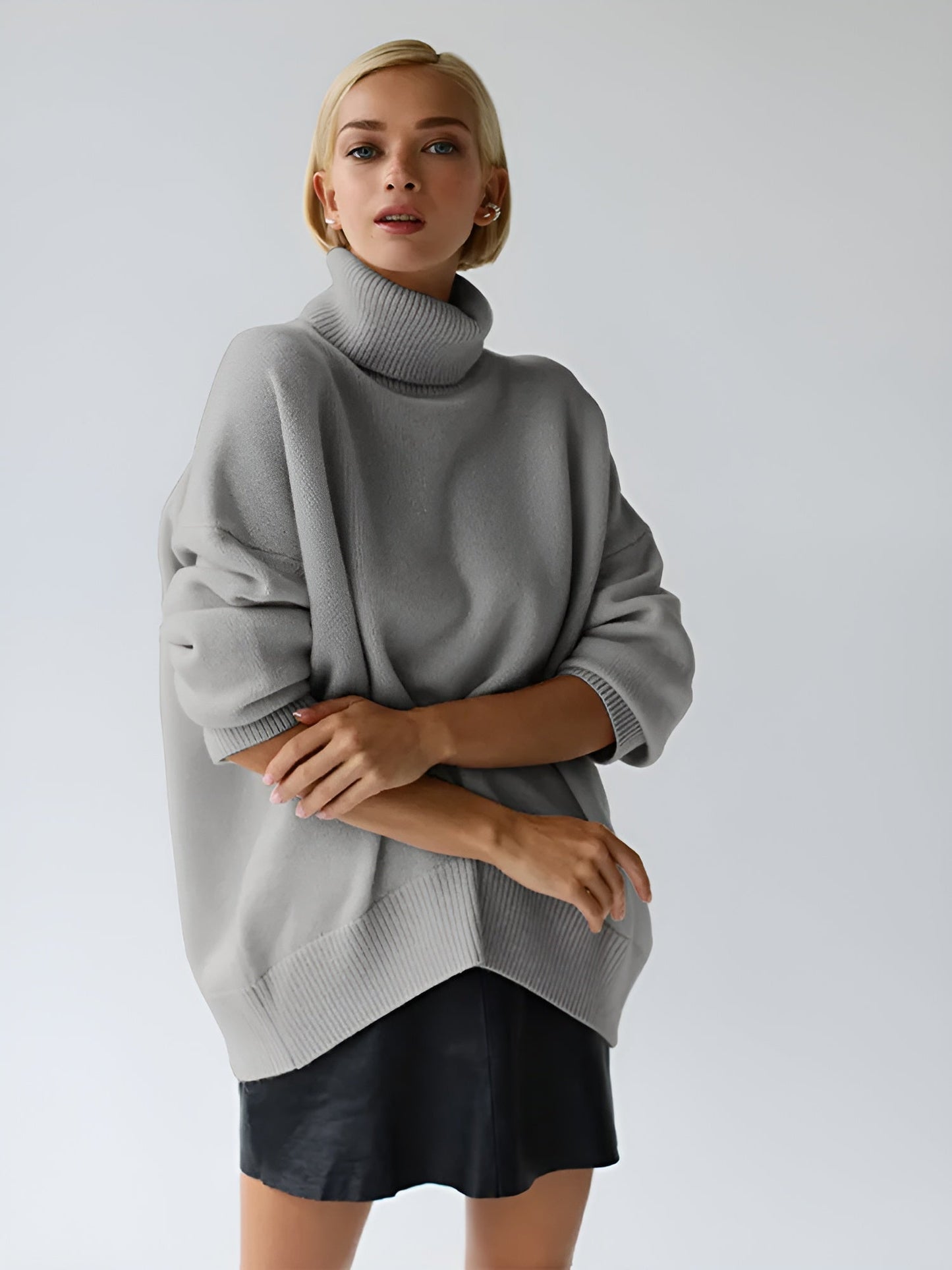 Kylie | Damen Stilvoller Rollkragen Strick Pullover | Locker