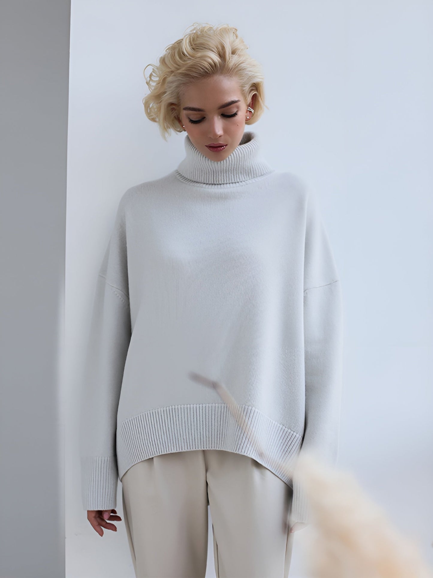 Kylie | Damen Stilvoller Rollkragen Strick Pullover | Locker