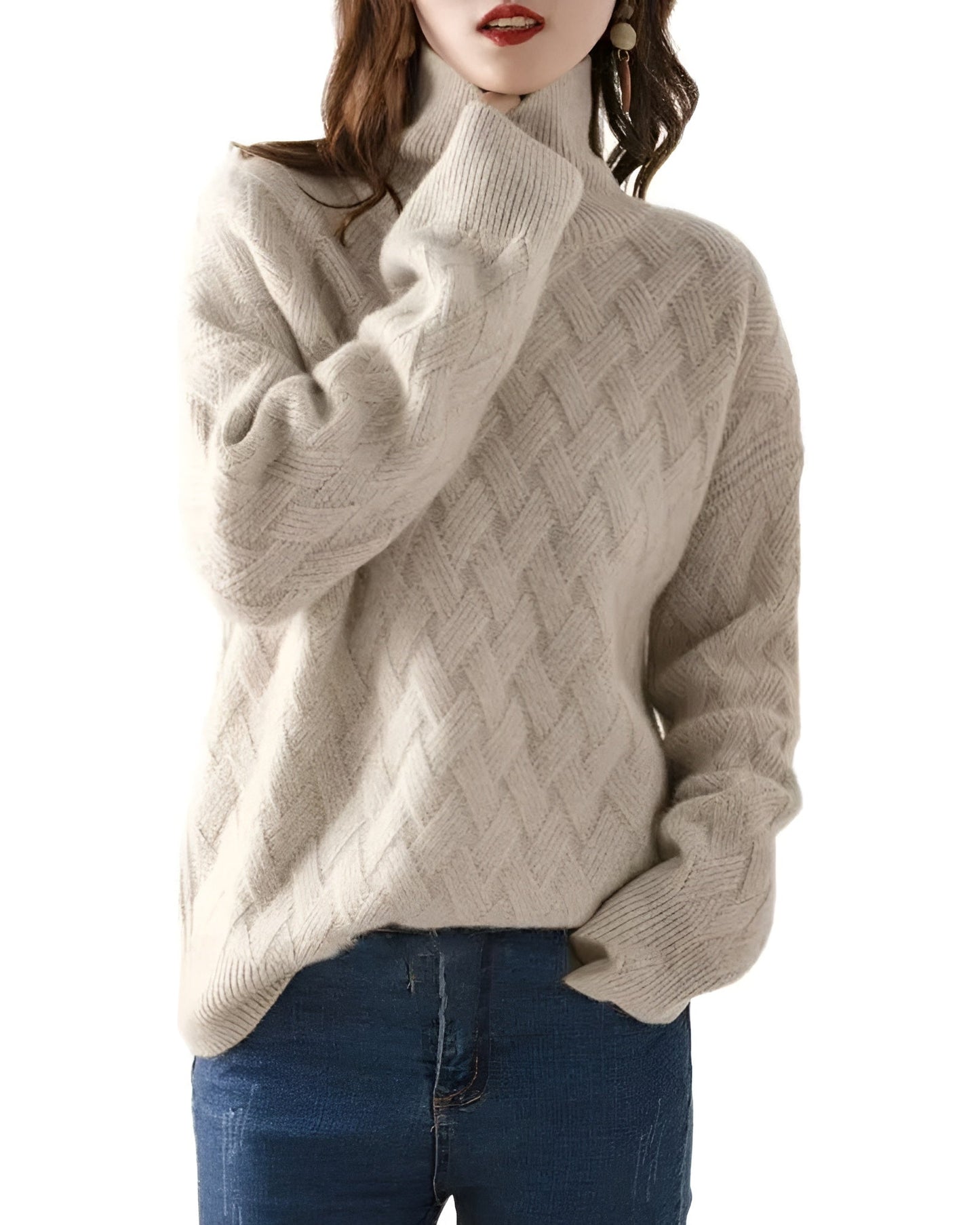 Melanie | Damen Lässiger Oversize Rollkragen Pullover | Strick