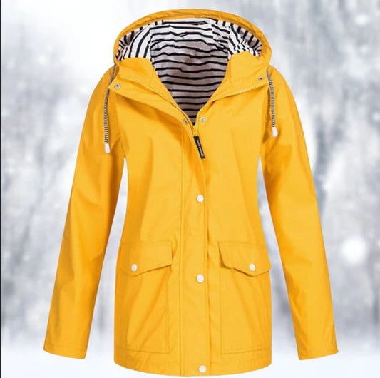 Joy | Damen Klassische Regen Wetterfeste Jacke | Mit Kapuze